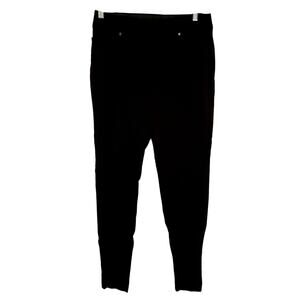 Maurices black elastic waist pull on trousers women's size L long rayon nylon